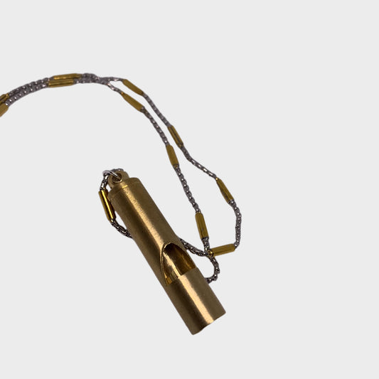 Vintage Brass Whistle Necklace - Rust-Resistant Titanium Steel