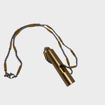 Vintage Brass Whistle Necklace - Rust-Resistant Titanium Steel